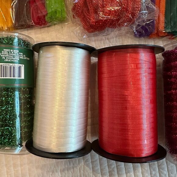 Bundle Lot Craft Supplies Ribbons Pipe Cleaners Crafts 14 Pieces Wrapping - Picture 6 of 16